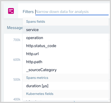 dropdown for spans filter