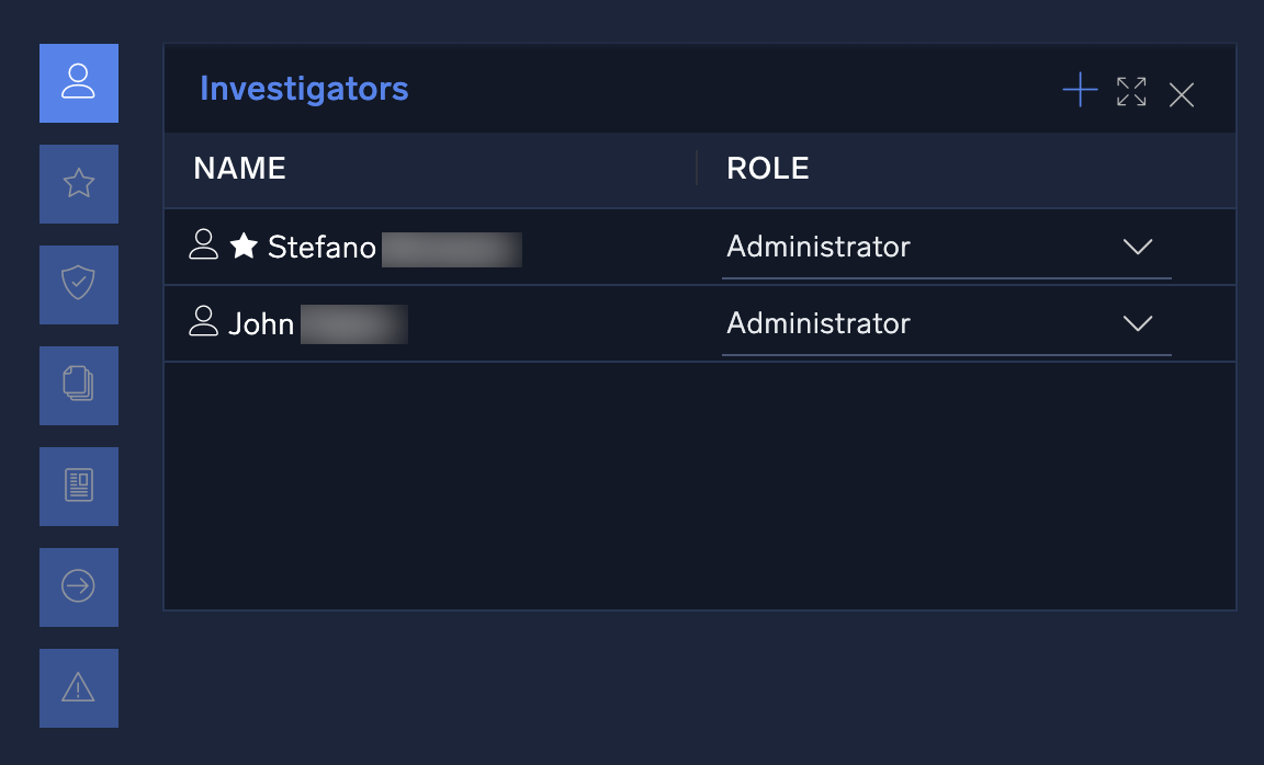 Investigators widget