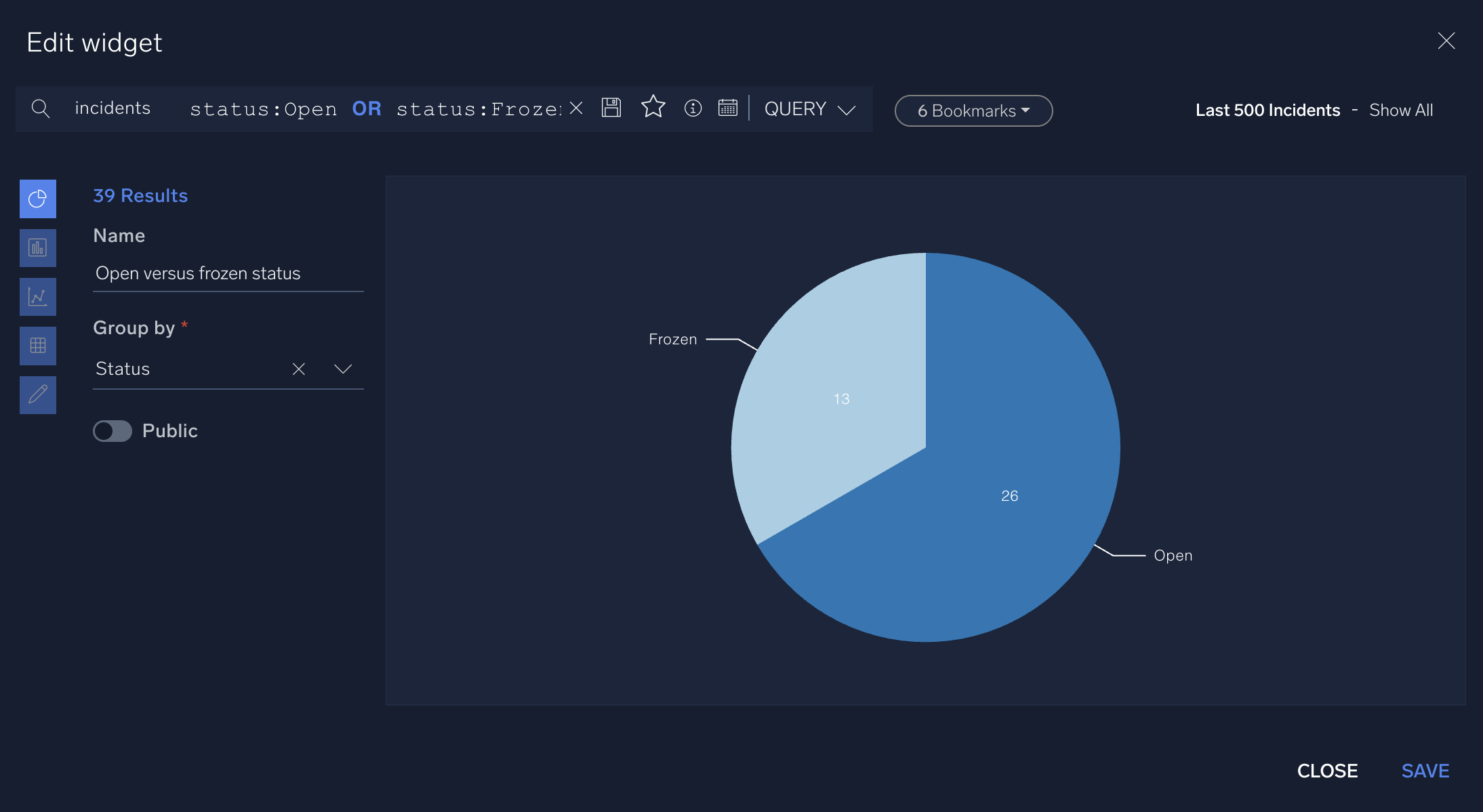Example widget for open incidents