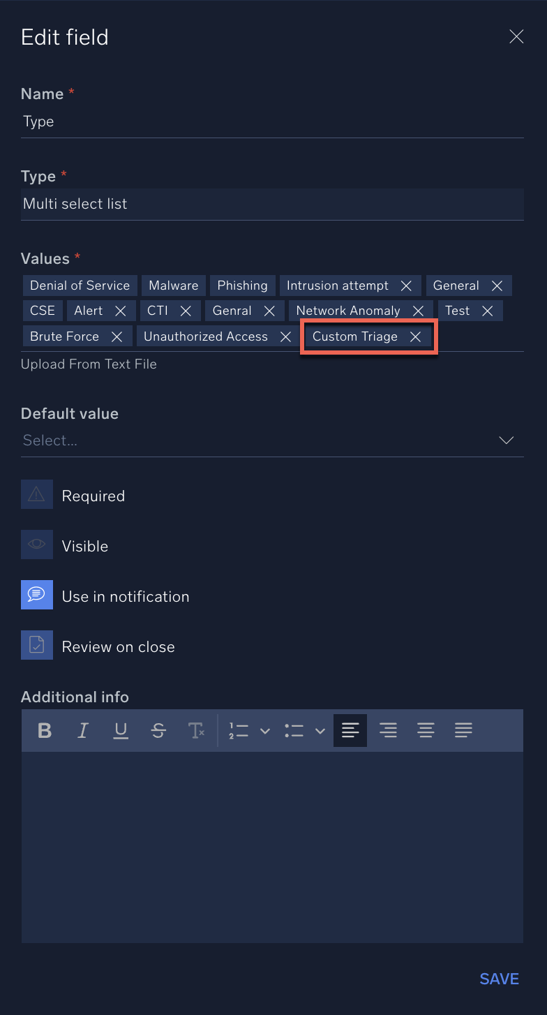 Custom playbook type for triage