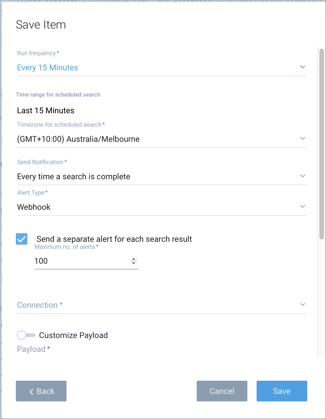 Refreshed Save Item dialog