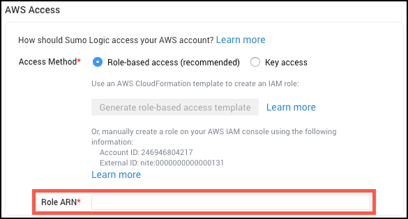 Role based access input roleARN.png