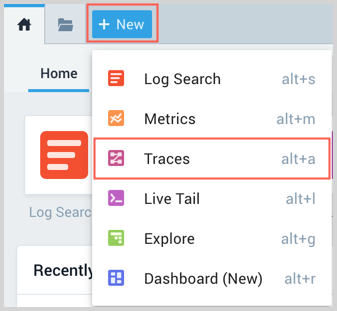 traces menu option