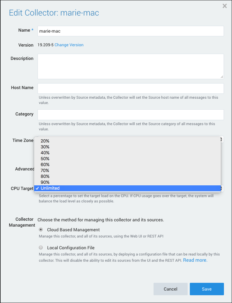 cpu target option