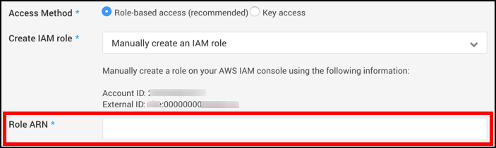 data forwarding Role ARN input blur